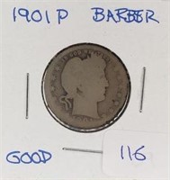 1901P  Barber Quarter Good