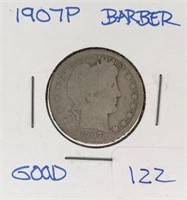 1907P  Barber Quarter Good