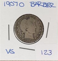 1907O  Barber Quarter VG