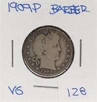 1909P  Barber Quarter VG