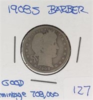 Barber Quarter Key date Mintage 708,000 Good