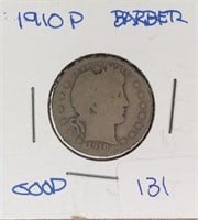 1910P  Barber Quarter Good