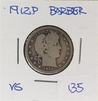 1912P  Barber Quarter VG