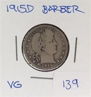 1915D  Barber Quarter VG