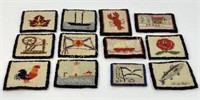 TWELVE PICTOU COUNTY HOOKED COASTER RUGS