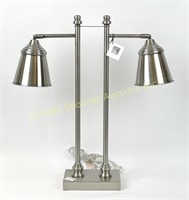 MODERN NICKEL FINISH DOUBLE LIGHT STUDY LAMP