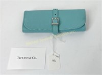TIFFANY & CO. TURQUOISE LEATHER JEWELLERY ROLL