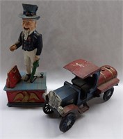 Uncle Sam Bank & Cast Iron Car