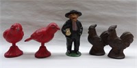 Cast Iron Amish Figure & Birds