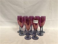 11 champagne stemware, iridescent cranberry to
