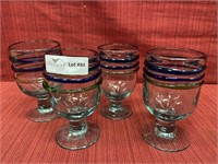 4 hand blown Art glass water glass,