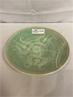 Art pottery center bowl 10.5”d signed