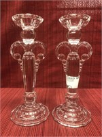 Pair crystal candlestick 8.5”