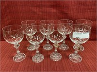 8 Crystal wine glasses with charms