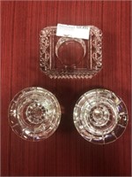 3 crystal low profile candle holders