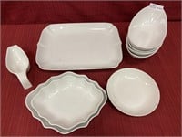 9 white porcelain Serving dishes