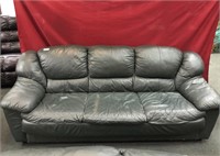 3 seat leather couch, green leather wear to