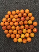50 25mm orange swirl marbles