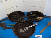 Cast Iron pans & Antique Kitchen tools