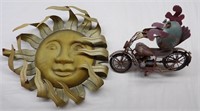 Metal Sun & Chicken on a Motorcycle