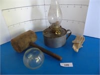 Wooden Mallet & Coil oil lamp