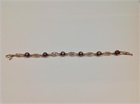 14k Rose gold Pearl & Diamond Bracelet