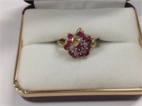 14k yellow gold Diamond & Ruby Cocktail Ring