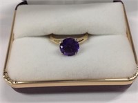 14k yellow gold Amethyst Ring features 1.7ct