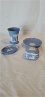 Jasperware Blue frosted set. Wedgewood made in