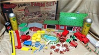 Lot Tin & Plastic Farm Set Items