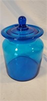 Vintage Glass Large blue canister 7.75 inch high