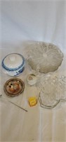 Misc lot of glass trays and trinket boxes