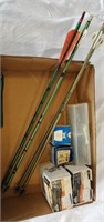 Crossbow arrows and boxes of screws
