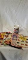 Vintage cookbooks and Pepsi mug