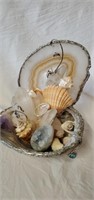 Heavy shell and geode display.  8 inches tall and