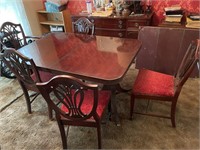 Mahogany Table w/6 Chairs, leaves