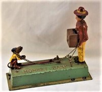 Hubley original cast iron Monkey mechanical bank,