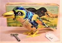 Tin wind-up bird toy in with original box, GNK