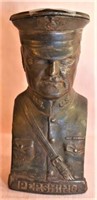 Cast iron bust bank, General John J. Pershing by