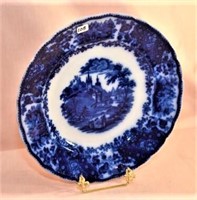 Flow blue plate 11 1/2” “non Pareil” pattern by
