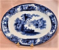 Flow Blue platter “Shanghai” pattern, 13”