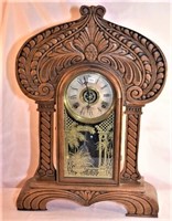 Gilbert Egyptian #61 shelf clock with key and