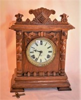 Ansonia Seneca shelf clock with key & pendulum