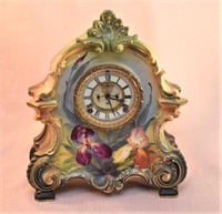 Ansonia mantle clock, Royal Bonn porcelain cased