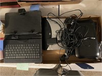 Keyboard, DVD portable, assorted electronics