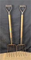 Pair of 5 Tine Manure Forks