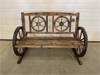 Excellent Wagon Wheel Porch Bench 48"
