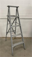 Antique 5 Step Wooden Ladder