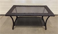 Lay-Z-Boy Furniture Wicker and Glass Patio Table