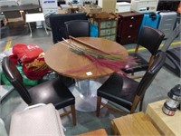 42 inch round table with 4 leather looking chairs